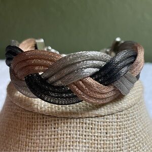 NWOT Solid 925 Silver Tri-Color Braided Bracelet